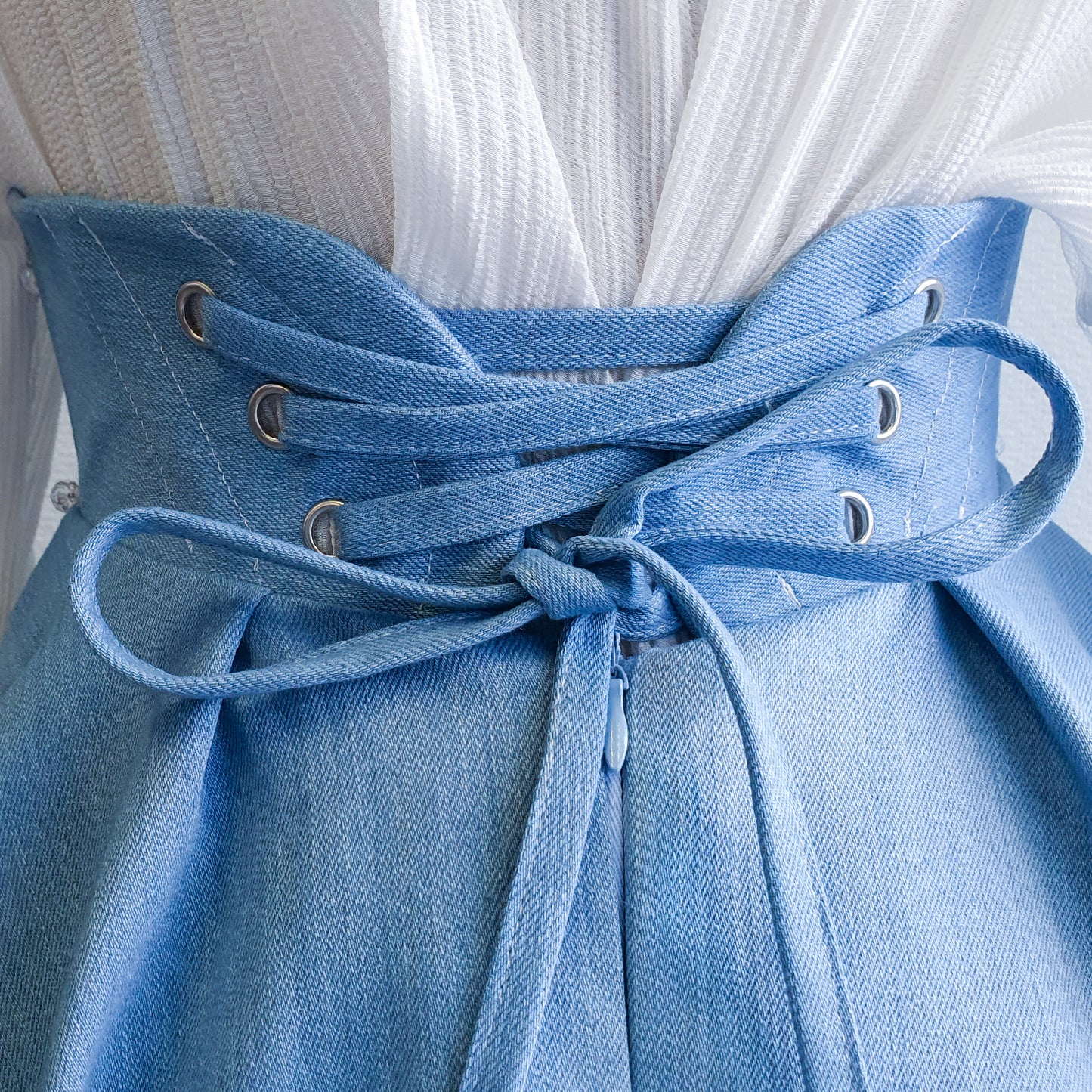 Denim Corset Flare Skirt