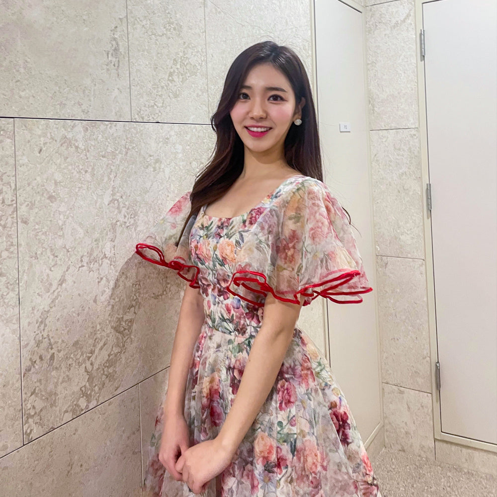 Watercolor Bloom Dress — Red Edition