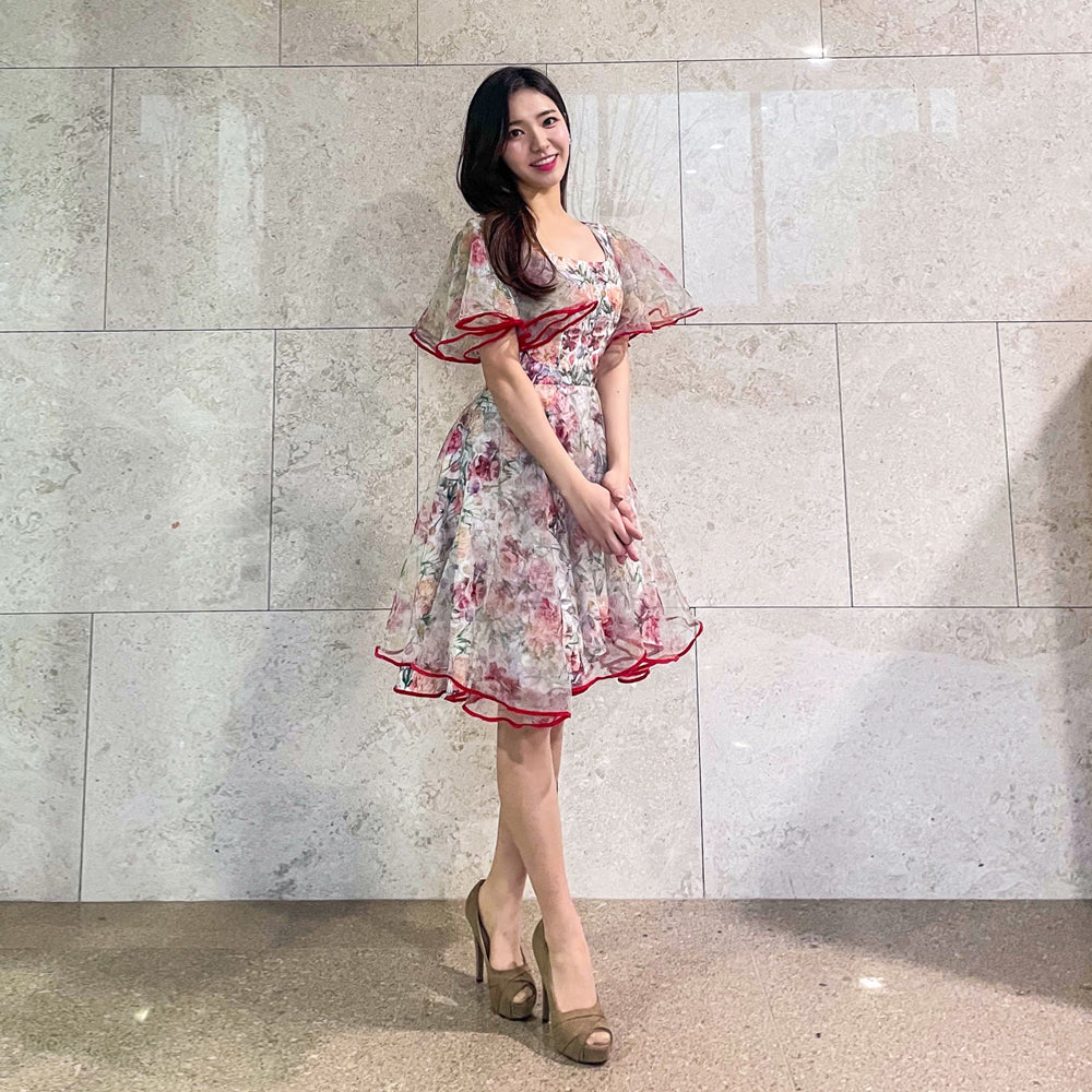 Watercolor Bloom Dress — Red Edition