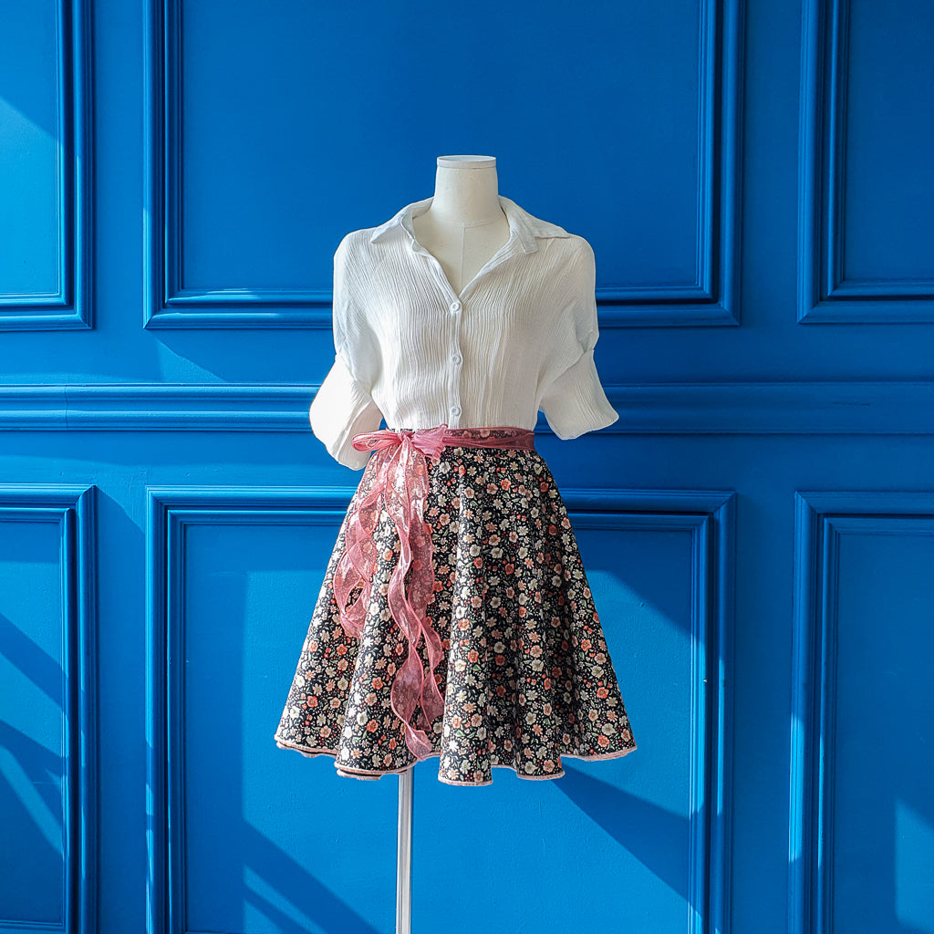 Ribbon Garden Skirt-Charming Florals with a Playful Touch