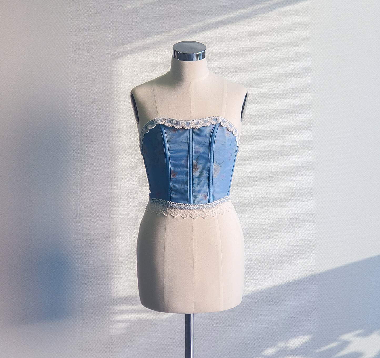 Lace Denim Corset Bustier