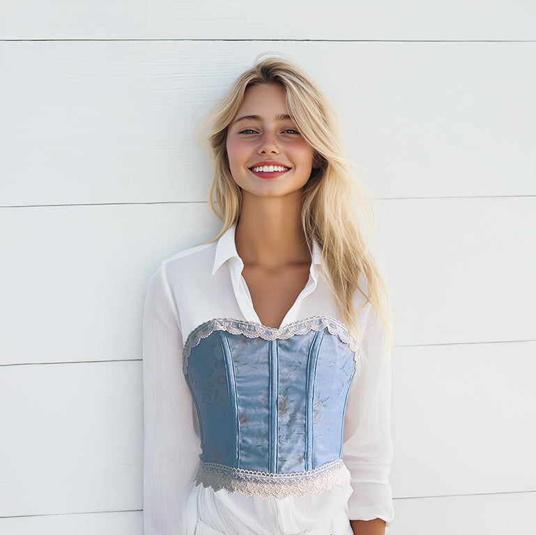 Lace Denim Corset Bustier