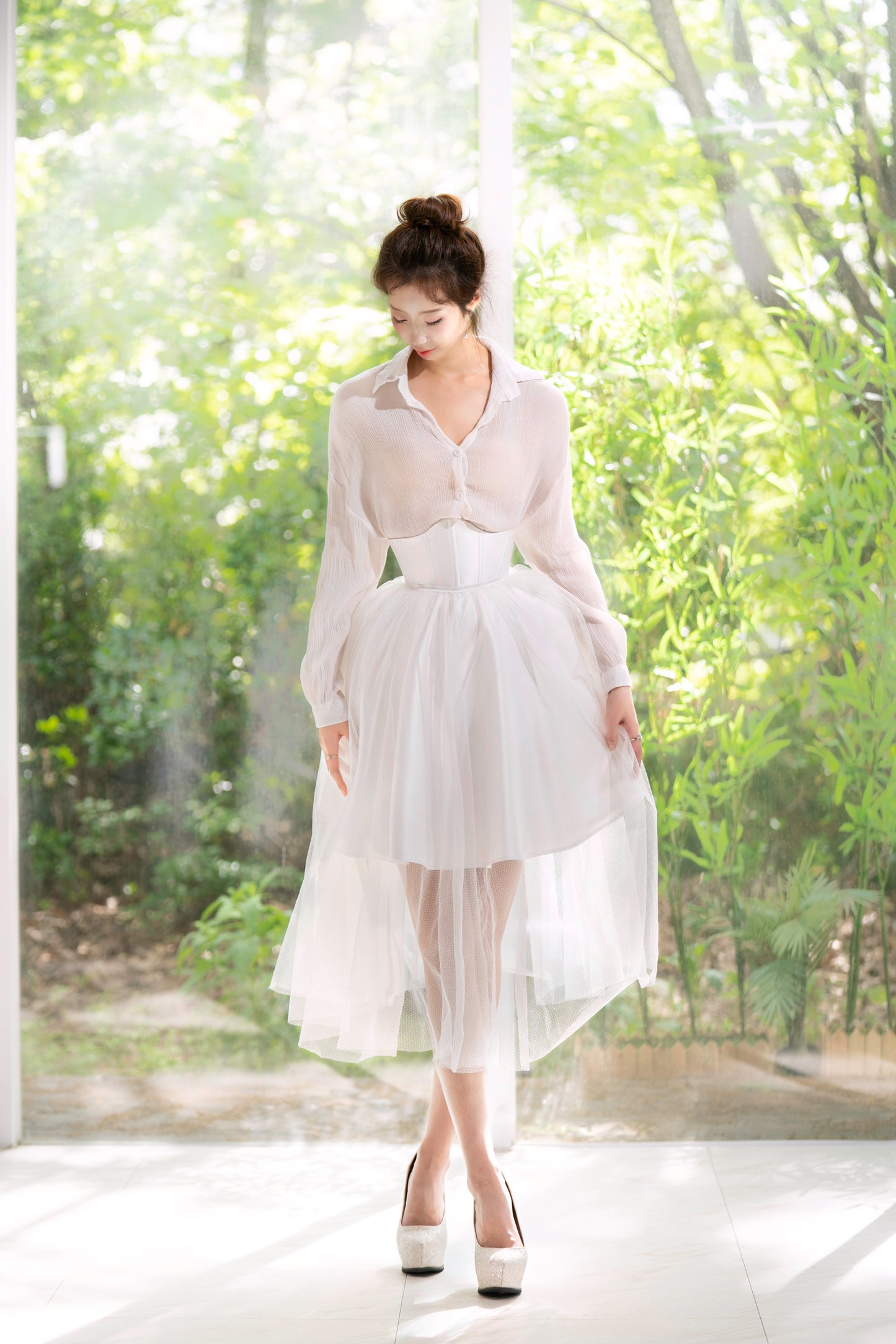 Corset Tulle Skirt Set - Refined Waist. Flowing Layers. Bridal-Ready.