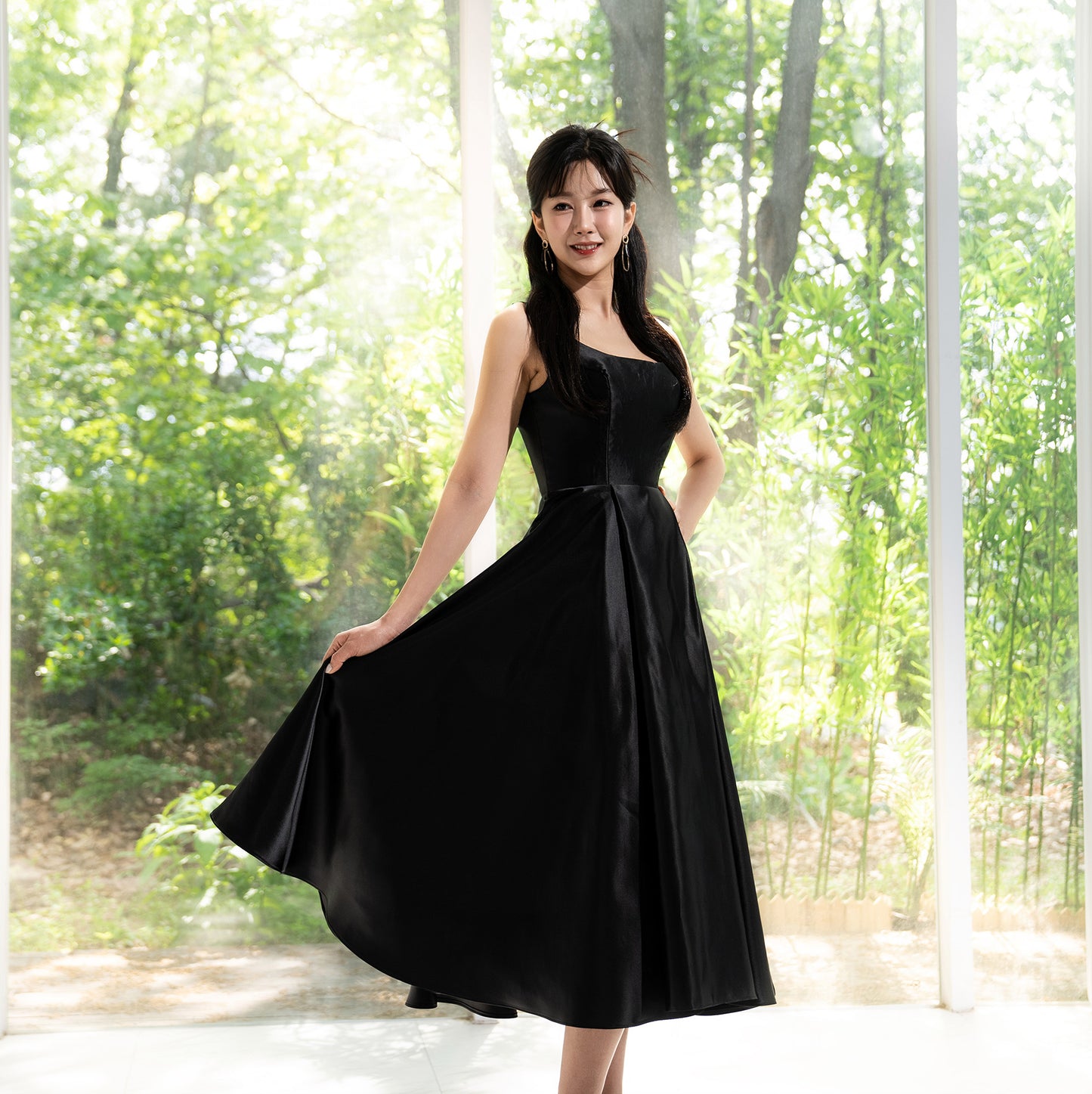 Classic Satin Flare Dress-Minimal Elegance, Maximum Grace