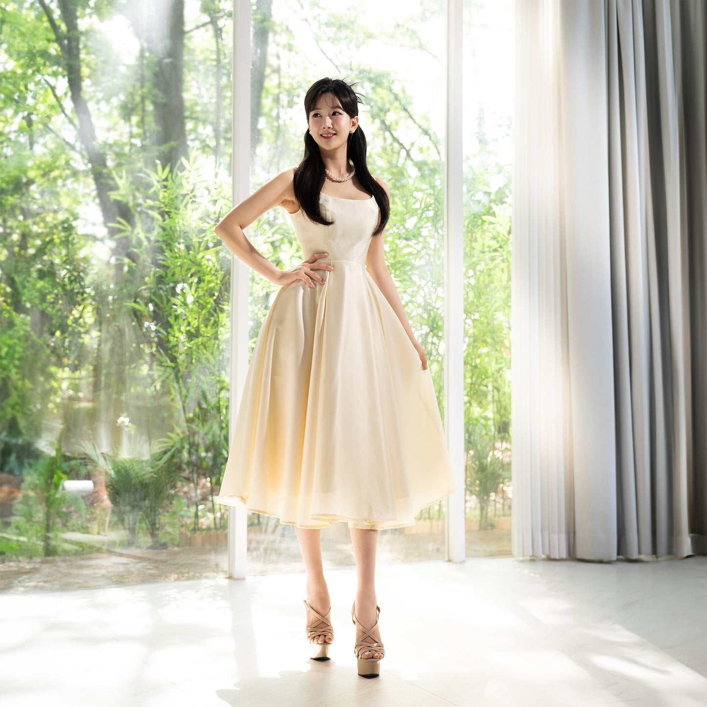 Classic Satin Flare Dress-Minimal Elegance, Maximum Grace