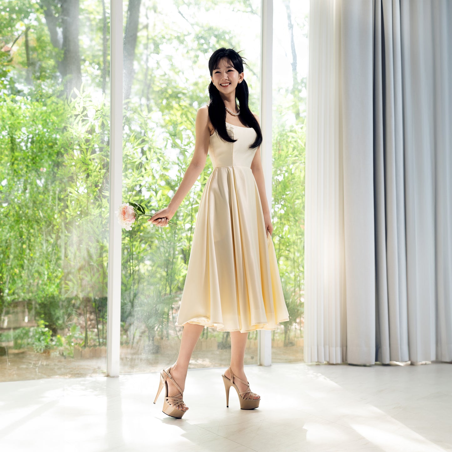 Classic Satin Flare Dress-Minimal Elegance, Maximum Grace