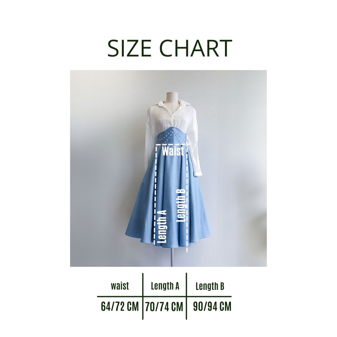 Denim Corset Flare Skirt
